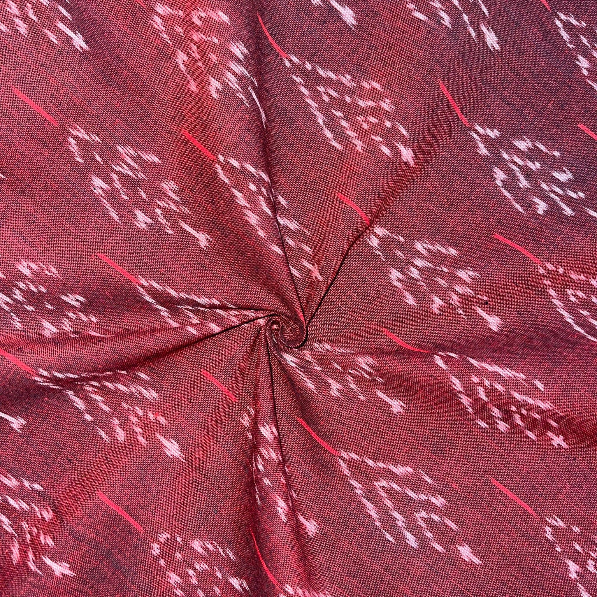Maroon Color Pochampally ikkat Cotton Fabric