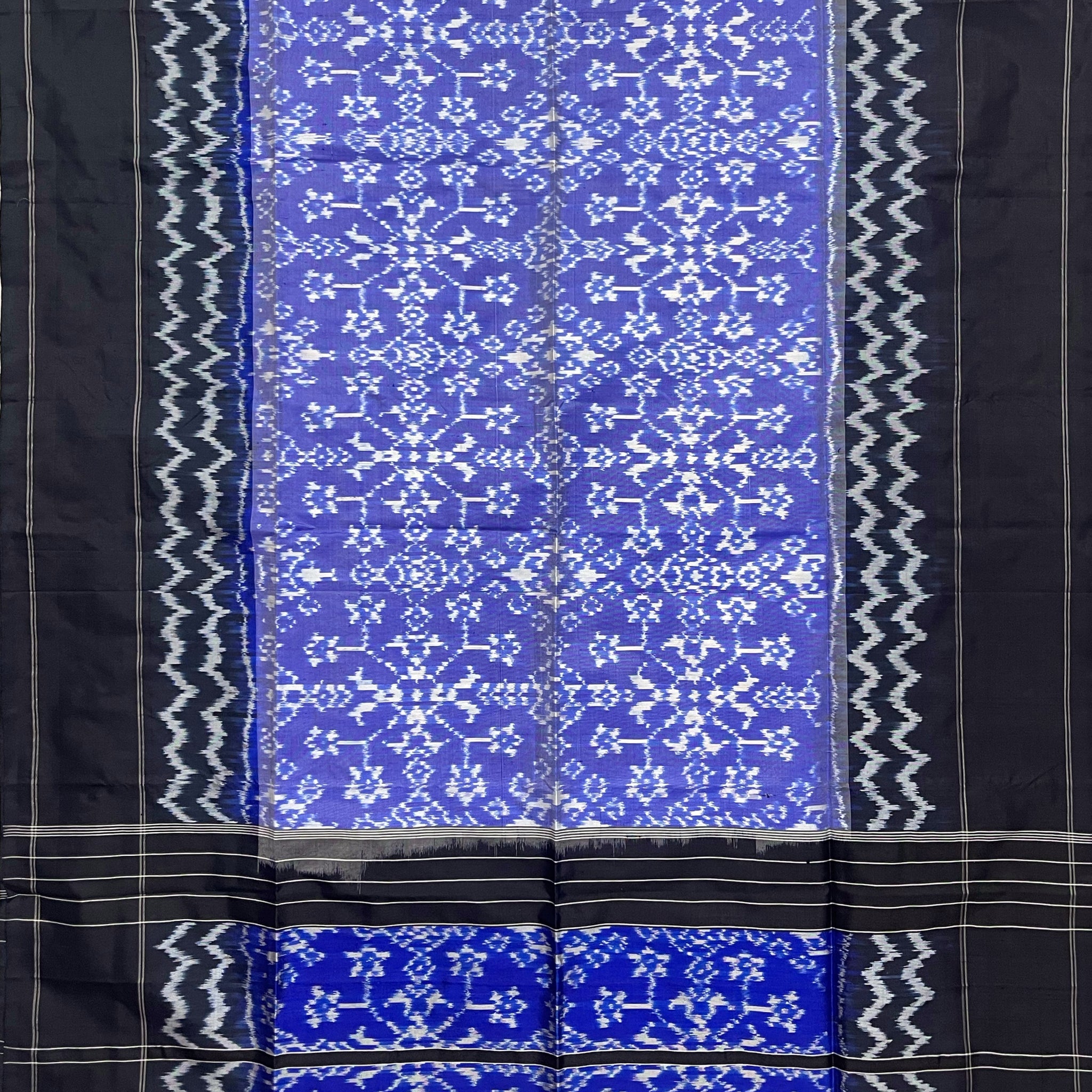 Black & Blue colour Pochampalli Ikkat Handloom silk duppata