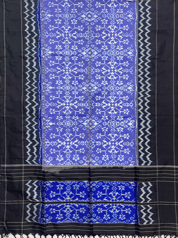 Black & Blue colour Pochampalli Ikkat Handloom silk duppata