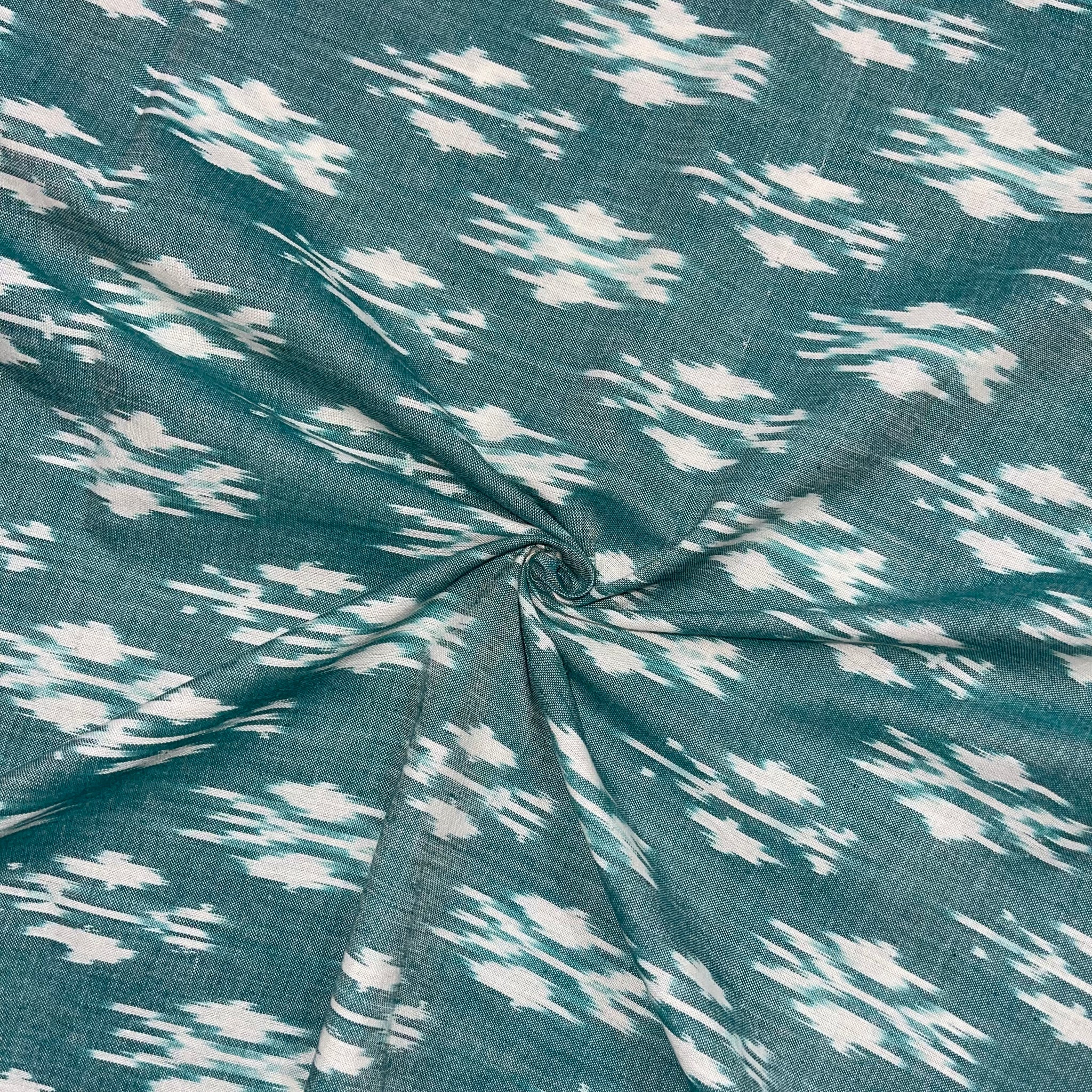 Pestal Green Color Butterfly Disign Pochampally ikkat Cotton Fabric