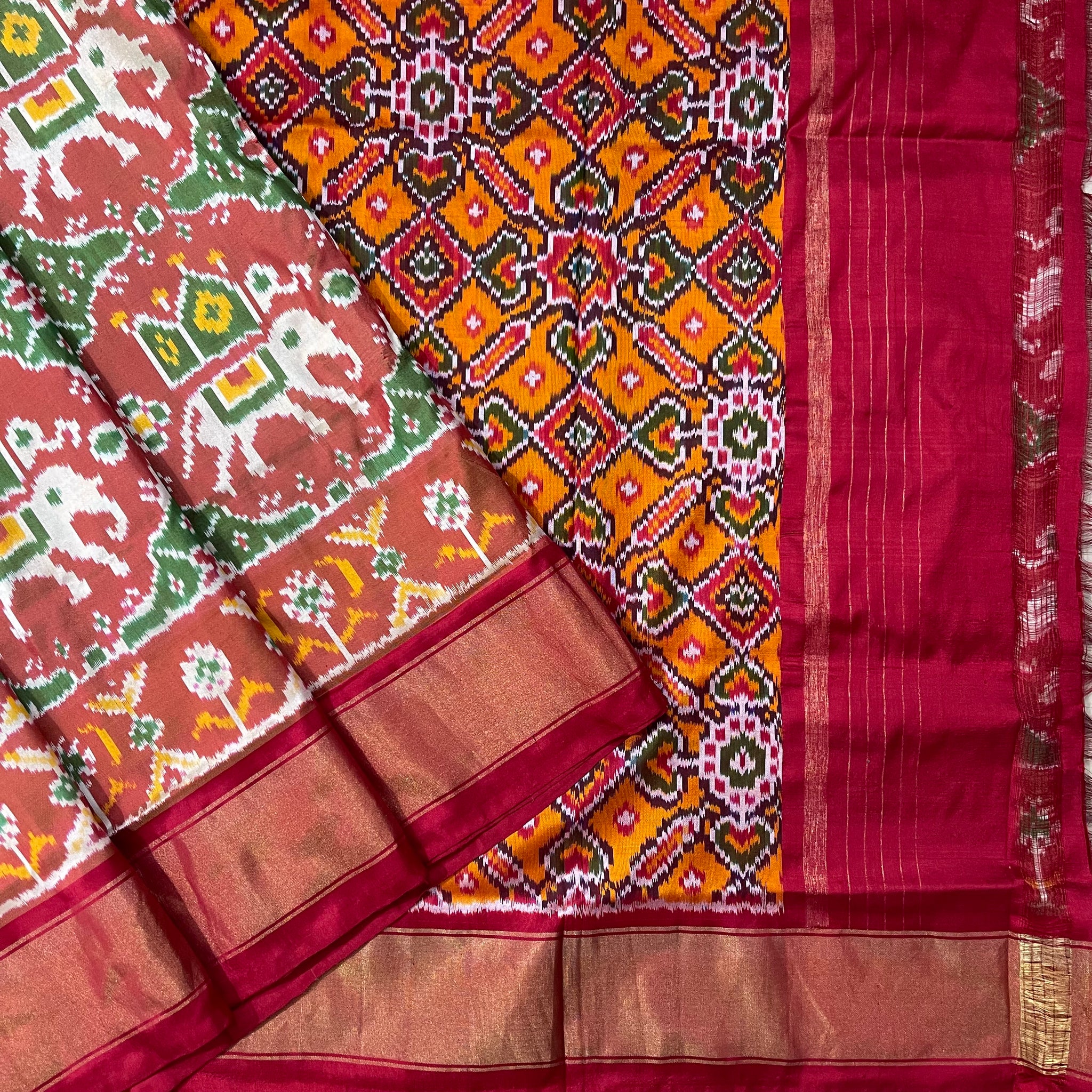 Patola Ambari Mofits Ikkat Silk Sari in Pure Mulberry silk