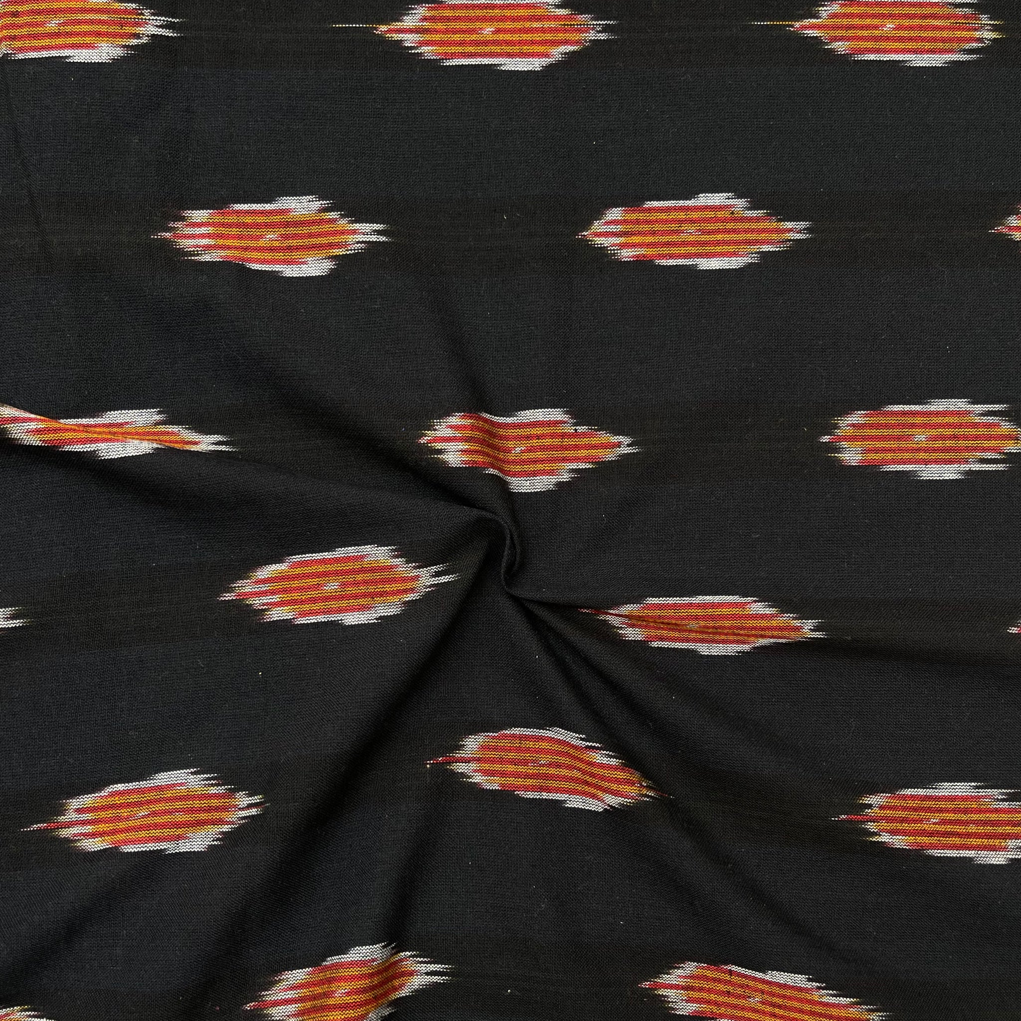 Black Colour Ikkat Cotton Fabric