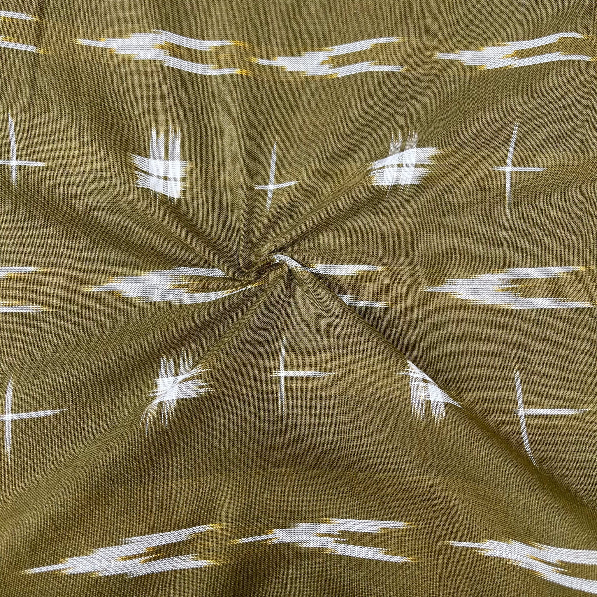 Mahendi Green Color Pochampally Ikkat Cotton Fabric