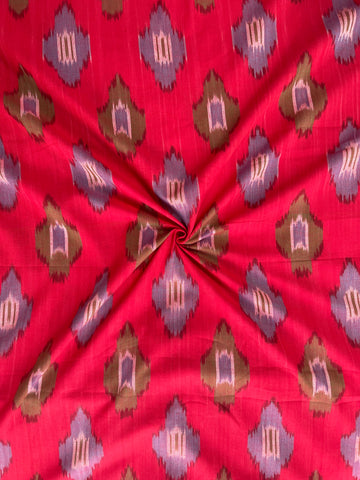 RED FABRIC IKKAT HANDLOOM COTTON FABRIC    IKCO07