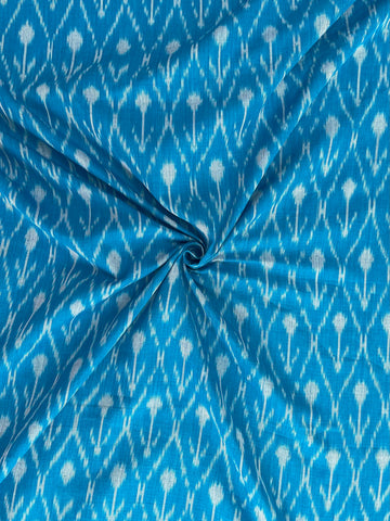 Mercerised Sky Blue Ikkat Handloom Cotton Fabric