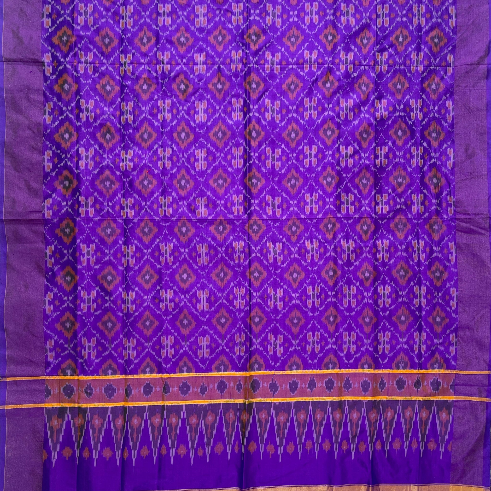 Purple colour Pochampalli Ikkat Handloom Raw silk duppata
