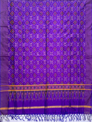 Purple colour Pochampalli Ikkat Handloom Raw silk duppata