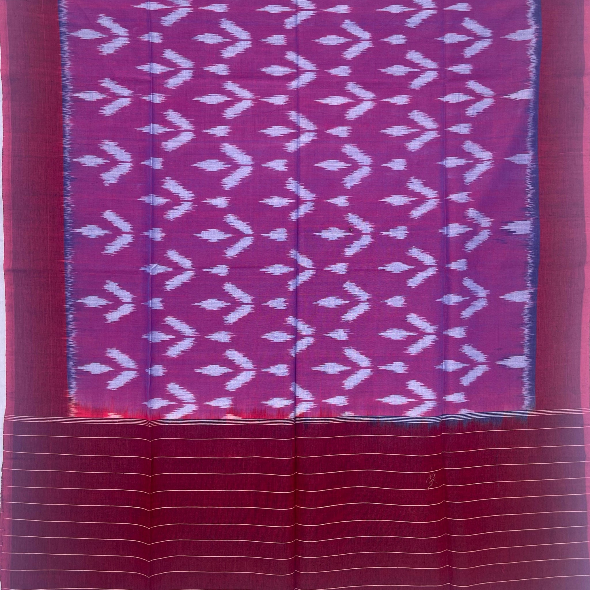 Pochampally Ikkat Cotton Duppata In Brown & Purple Colour