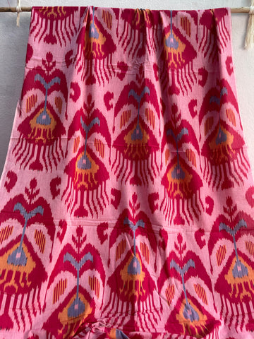 CENTRAL ASIAN IKKAT COTTON FABRIC IN PINK MAZADA  IKCA975