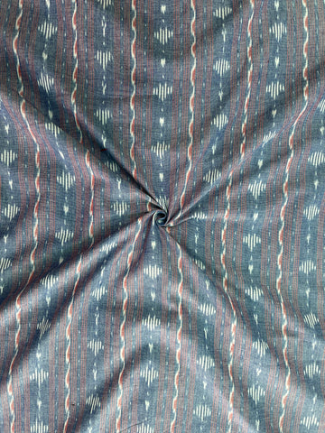 HANDLOOM STRIPS DESIGN IN IKKAT COTTON FABRIC    IKCO011