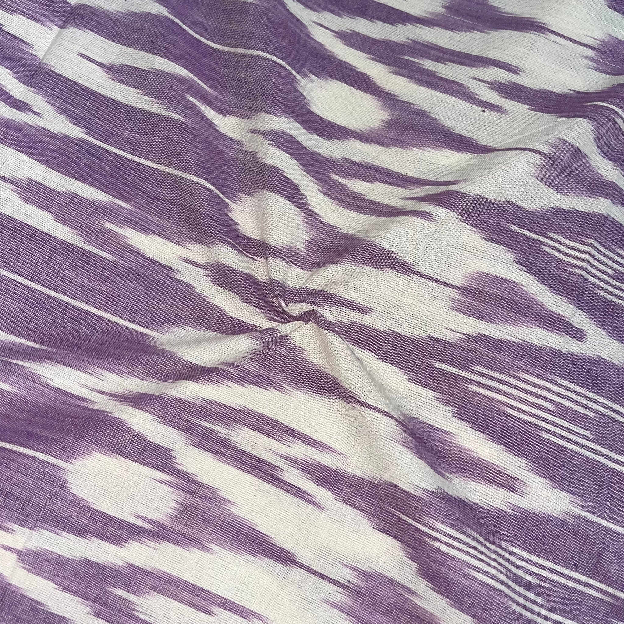 Lavendor & Off White Color Pochampally ikkat Cotton Fabric