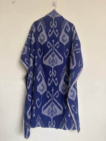 Special Uzbek Ikat Fabric – Premium Handmade Cotton Handloom | 2.5 meters Indigo Blue