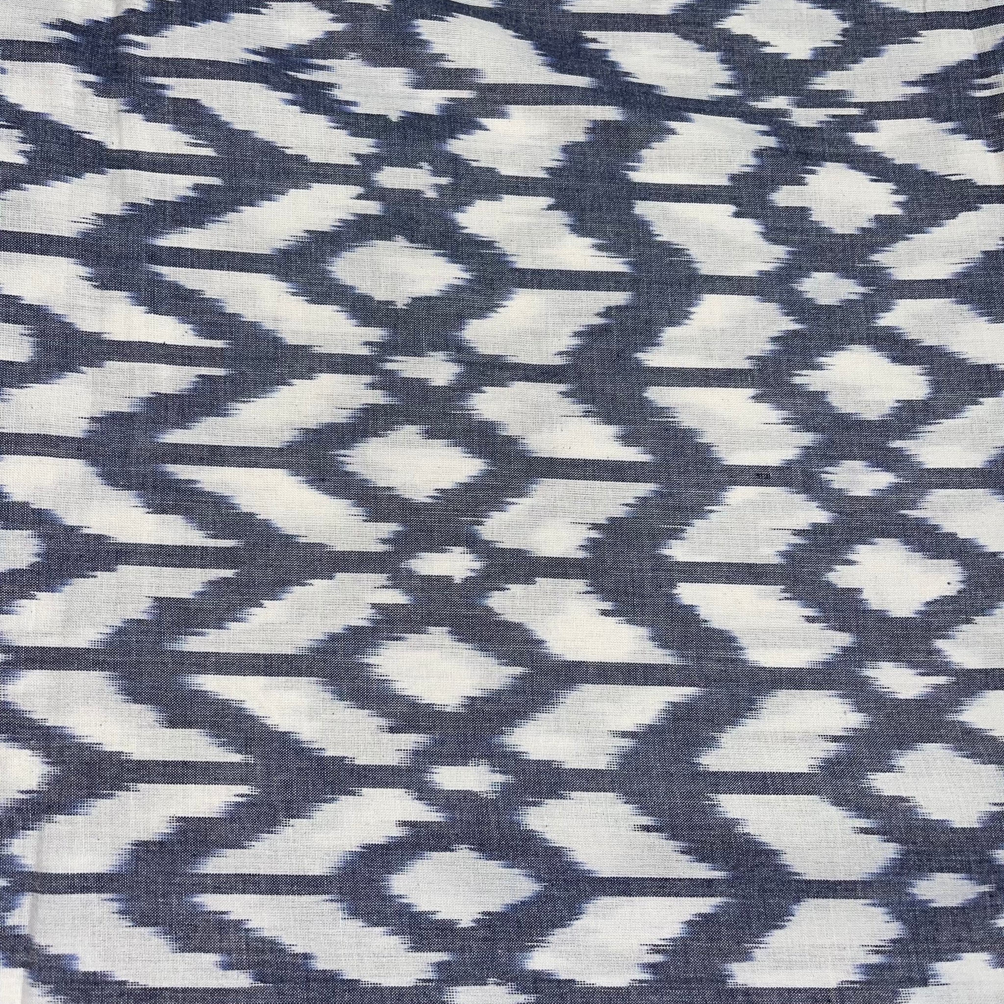Blue Grey Ikkat Cotton Fabric