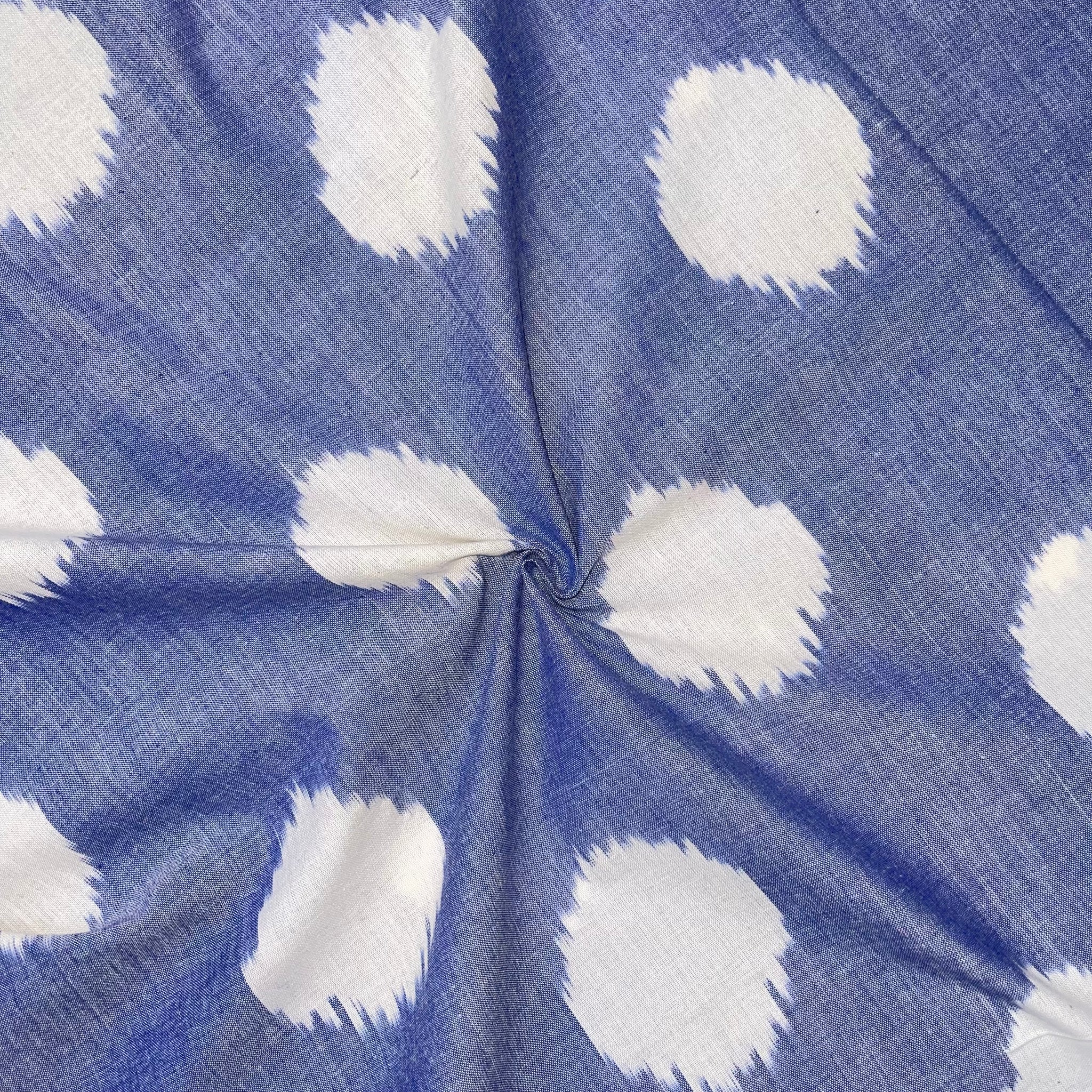 Pestal Blue Color Pochampally ikkat Cotton Fabric