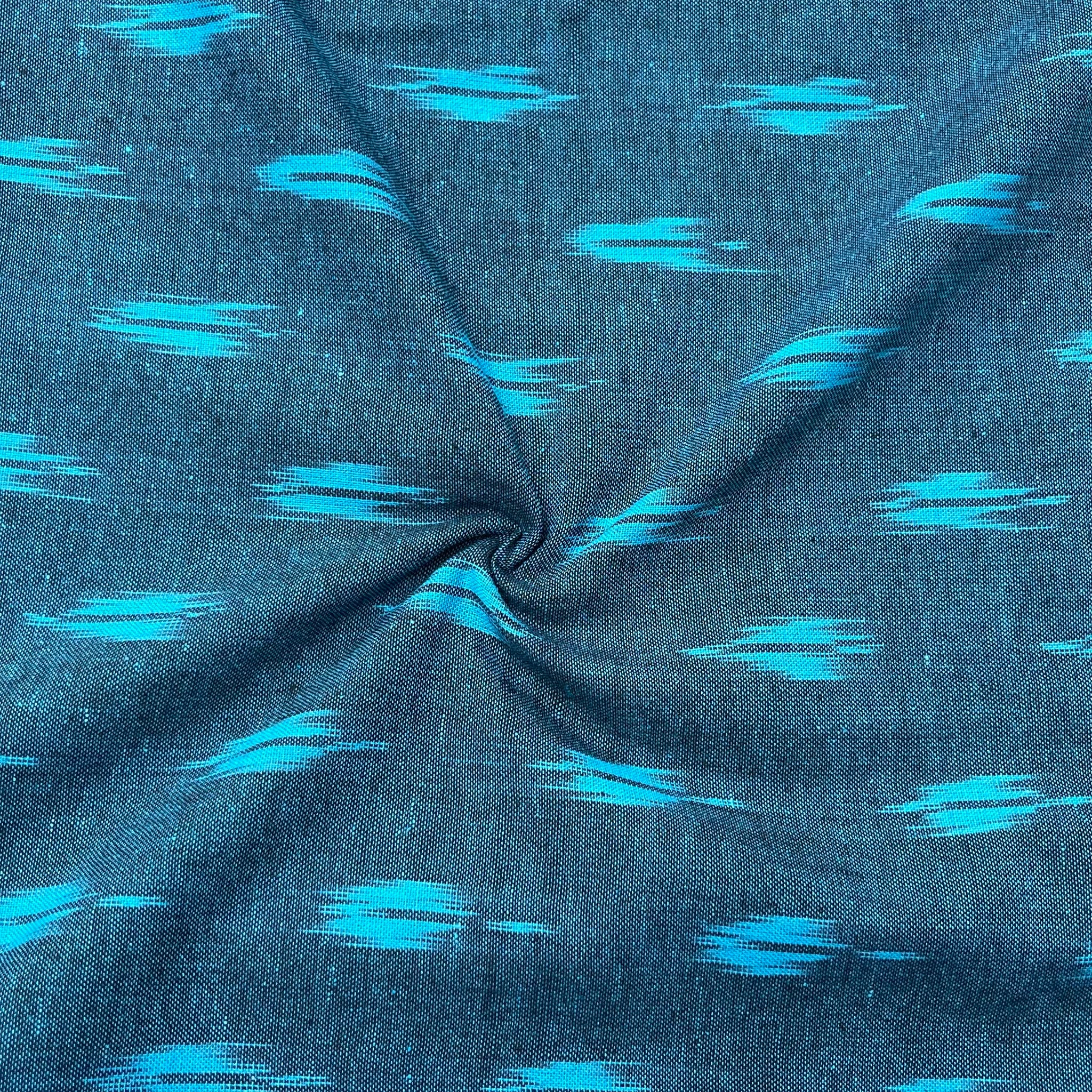 Blue Colour Ikkat Cotton Fabric