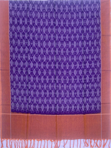 Pochampally Ikkat Cotton Duppata In Blue Colour