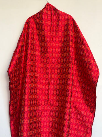 Handloom Rajasthan Design In rich Red Raw Silk Fabric 2.5 mts